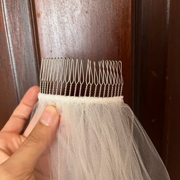 Ribbon Edge Waltz Length Ivory Wedding Veil